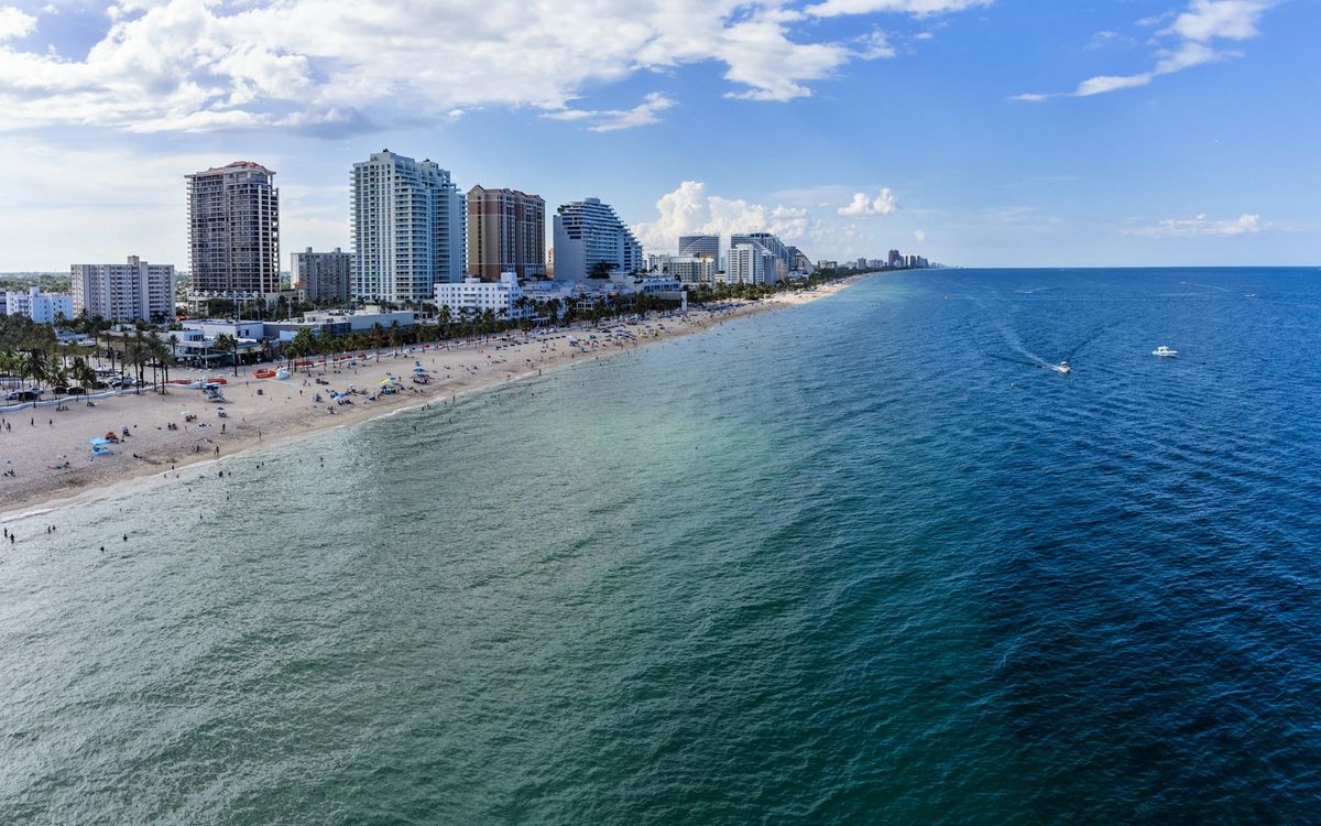 The Fort Lauderdale beachfront with the city behind it